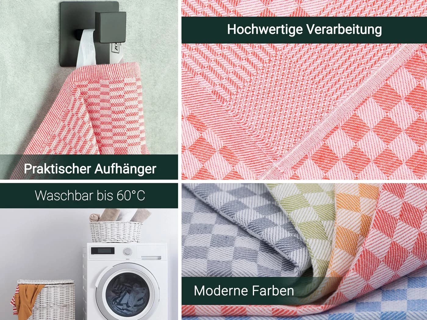 ZOLLNER Geschirrtuch 10-tlg. Spar-Set 46x70 cm 100% Baumwolle rot