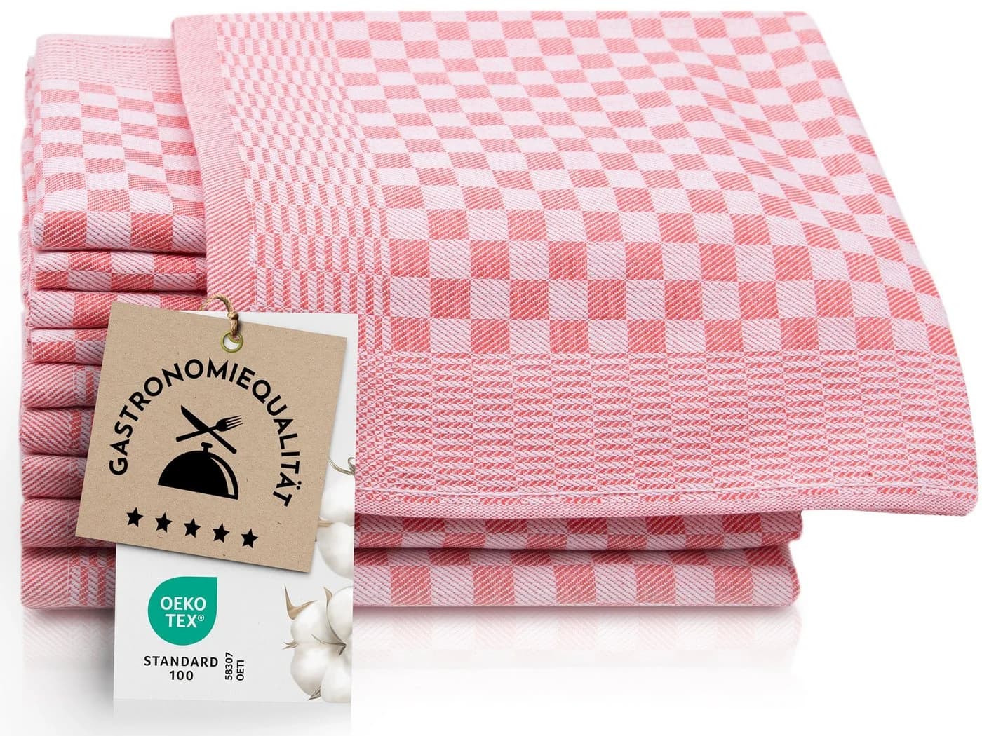 ZOLLNER Geschirrtuch 10-tlg. Spar-Set 46x70 cm 100% Baumwolle rot - Bild 2