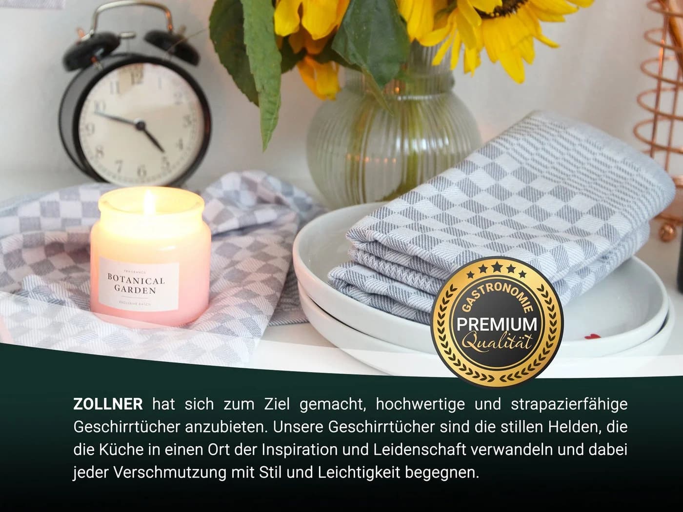 ZOLLNER Geschirrtuch-Set 10-tlg. Grau 100% Baumwolle - Bild 4