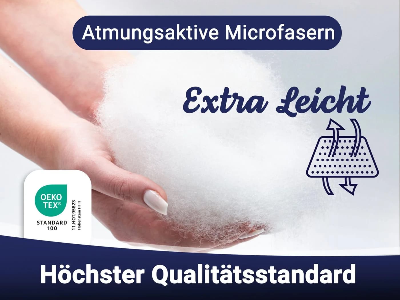 ZOLLNER Microfaserbettdecke 135x200 cm Polyester Baumwolle Weiß - Bild 5
