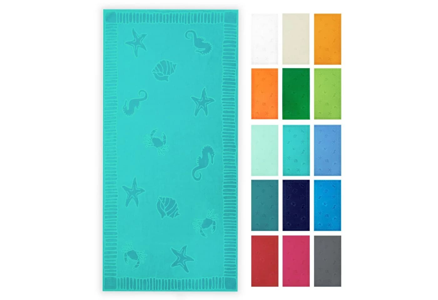 ZOLLNER Strandtuch Frottier 100% Baumwolle Velours Aqua - Bild 2