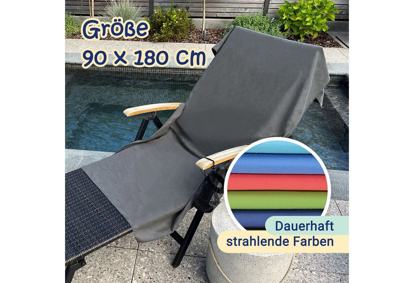 ZOLLNER Strandtuch Mikrofaser Grau Schnelltrocknend - Bild 5