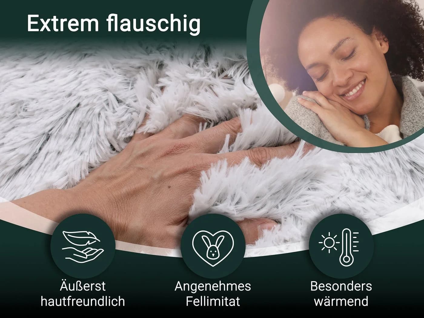 Wohndecke ZOLLNER 150 x 200 cm 100% Polyester Extra Flauschige Felloptik