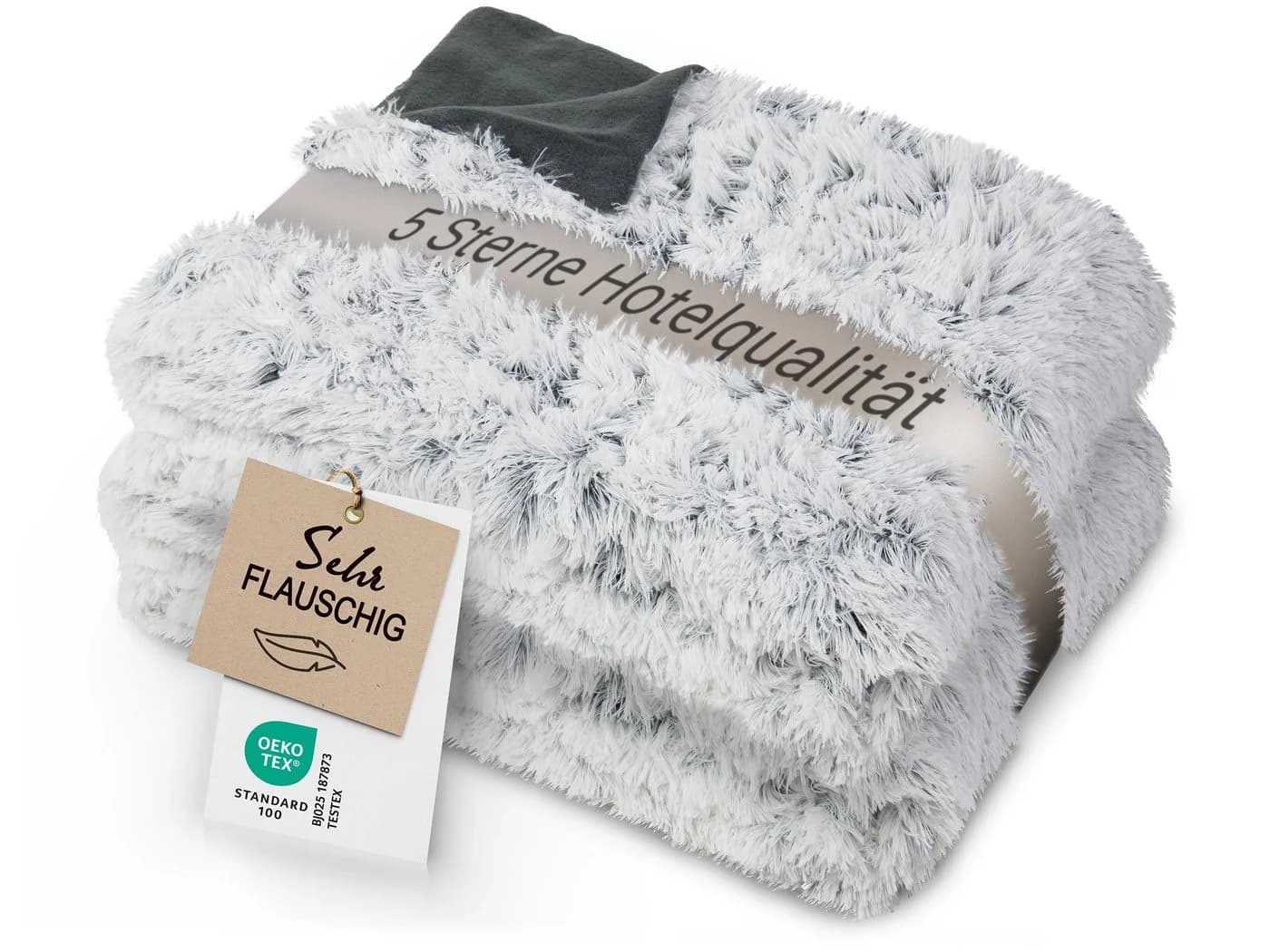 Wohndecke ZOLLNER 150 x 200 cm 100% Polyester Extra Flauschige Felloptik - Bild 2