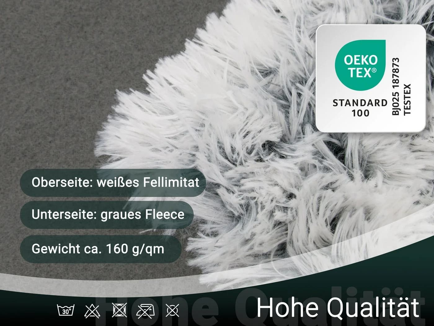 Wohndecke ZOLLNER 150 x 200 cm 100% Polyester Extra Flauschige Felloptik - Bild 5