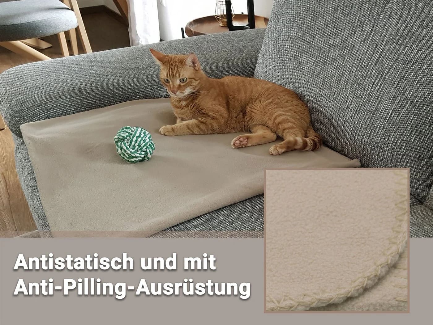 ZOLLNER Wohndecke 130x170 cm Polyester Sand