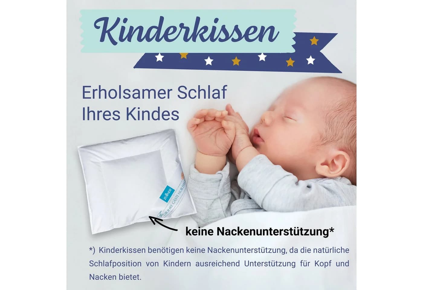 ZOLLNER Kopfkissen 90% Daunen 10% Federn 35x40cm Baumwolle Weiß