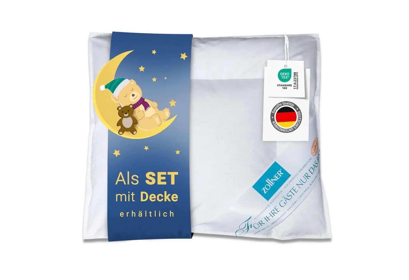 ZOLLNER Kopfkissen 90% Daunen 10% Federn 35x40cm Baumwolle Weiß - Bild 2