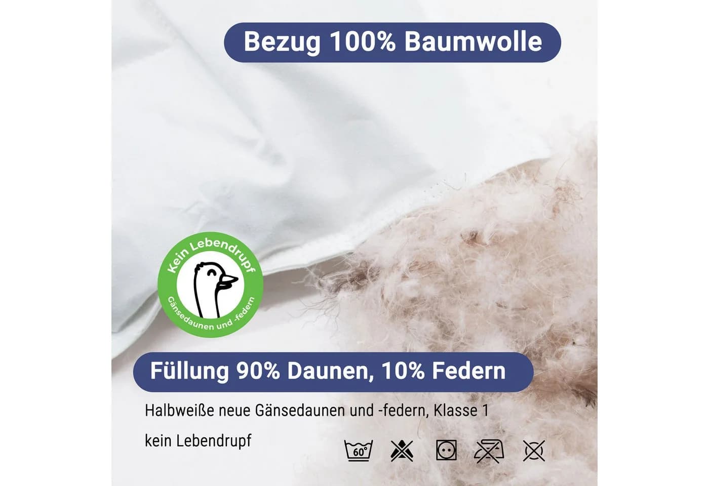 ZOLLNER Kinderbettdecke 90% Daunen 10% Federn 100% Baumwolle - Bild 3