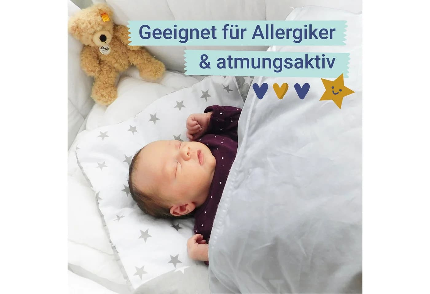 ZOLLNER Kinderbettdecke 90% Daunen 10% Federn 100% Baumwolle - Bild 4