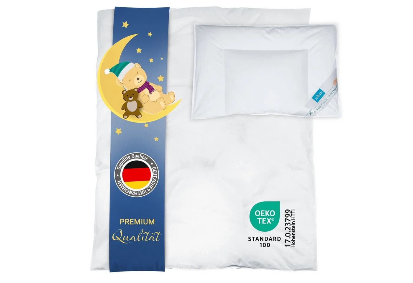 ZOLLNER Kinderbettdecke + Kopfkissen 90% Daunen 10% Federn Weiß - Bild 2