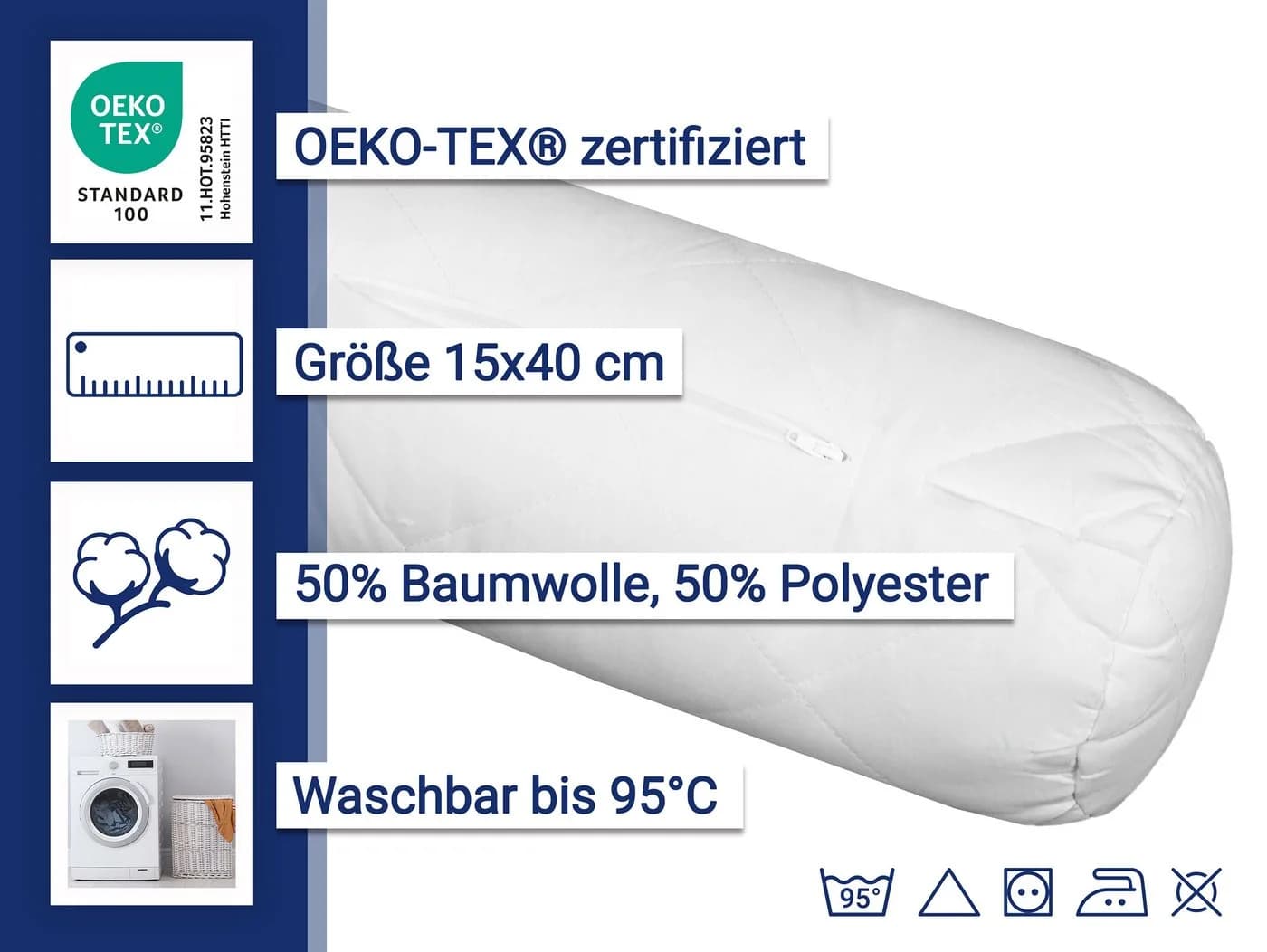 ZOLLNER Nackenrolle 1-tlg. 15 x 40 cm Polyester