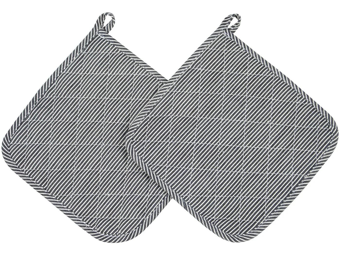 ZOLLNER Topflappen Set 2-tlg. Baumwolle Schwarz/Weiß/Grau - Bild 2