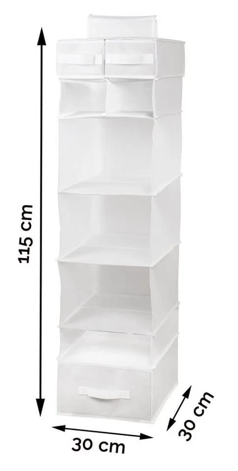 ZOLLNER24 Hängeregal Weiß Faltbar Organizer mit 7 Fächern & 3 Schubladen - Bild 4