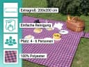 ZOLLNER24 Picknickdecke 200x200 cm Wasserdicht Isolier Bild 1