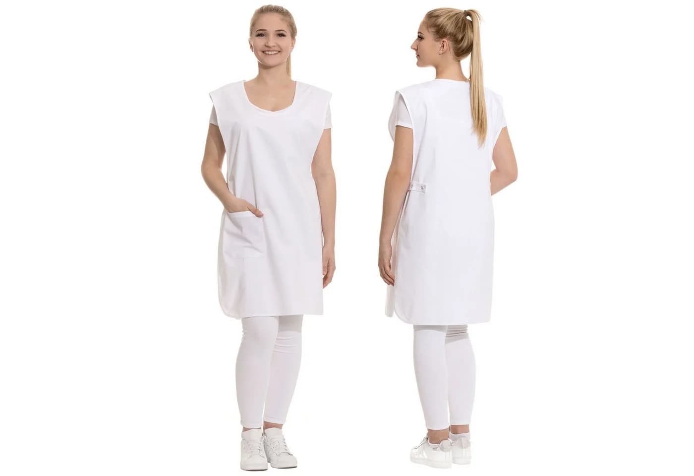 ZOLLNER Kittelschürze Hellblau/Weiß Polyester Baumwolle - Bild 2