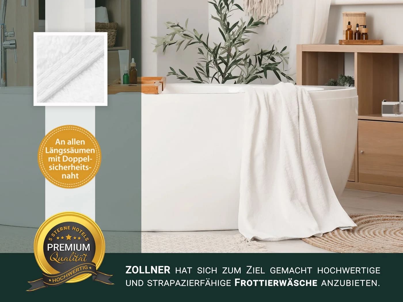 ZOLLNER Badetücher Walkfrottier 2-Stück Extra Flauschig - Bild 4