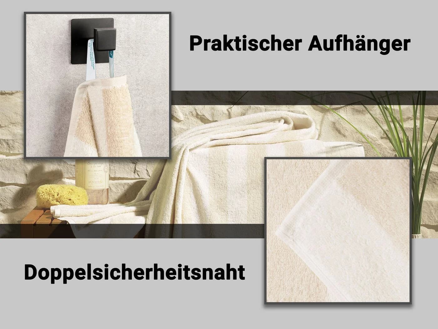 ZOLLNER Duschtücher Walkfrottier 100% Baumwolle - Bild 3