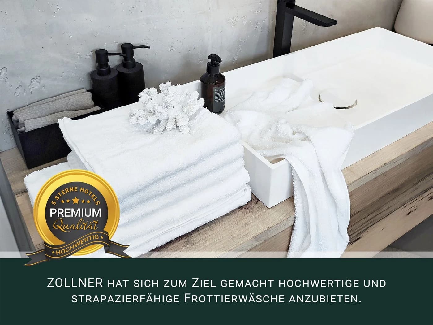 ZOLLNER Handtuch Set 6-tlg. Weiß 100% Baumwolle Walkfrottier - Bild 5
