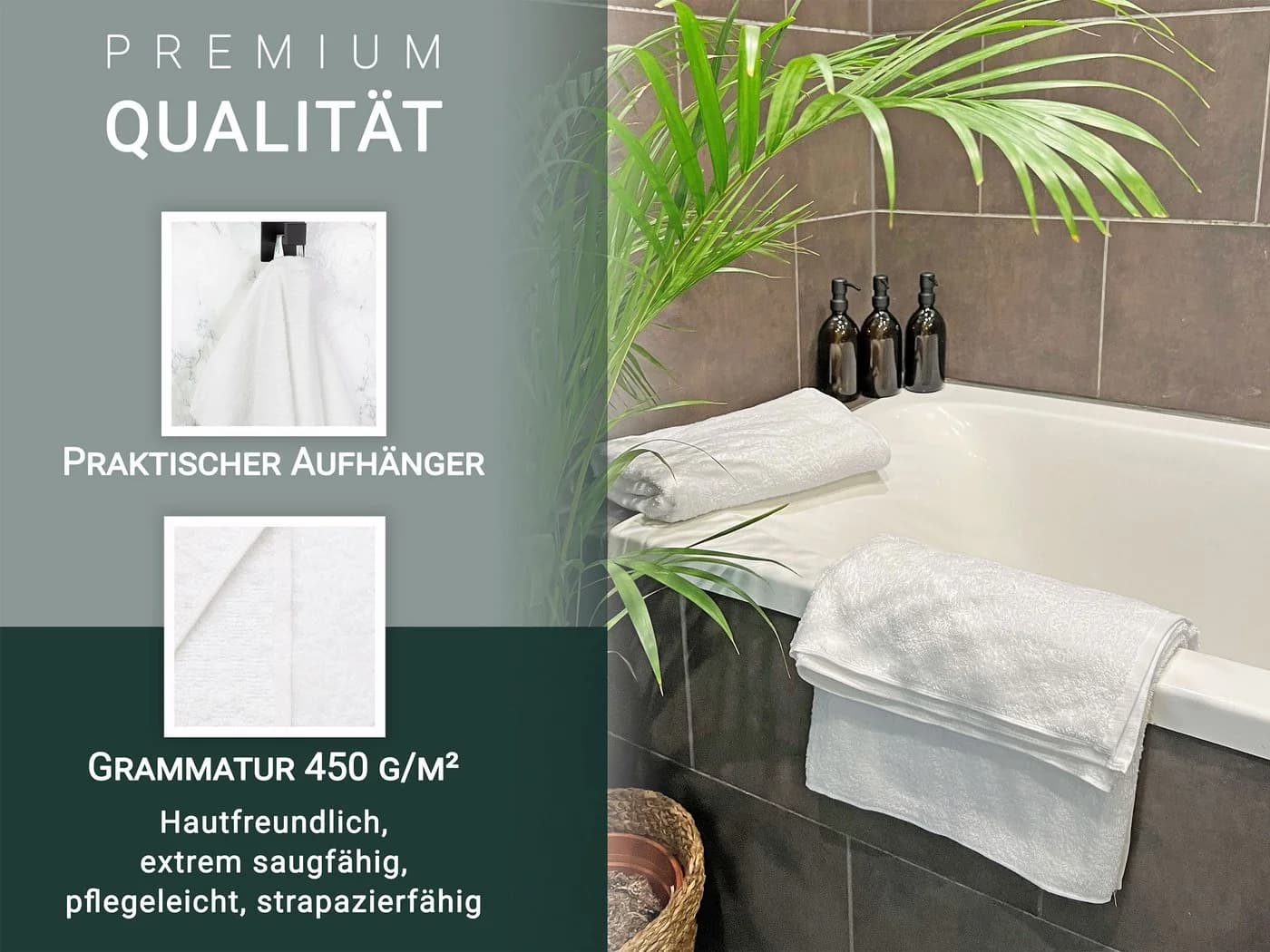 ZOLLNER Duschtücher Walkfrottier 100% Baumwolle 70x140cm