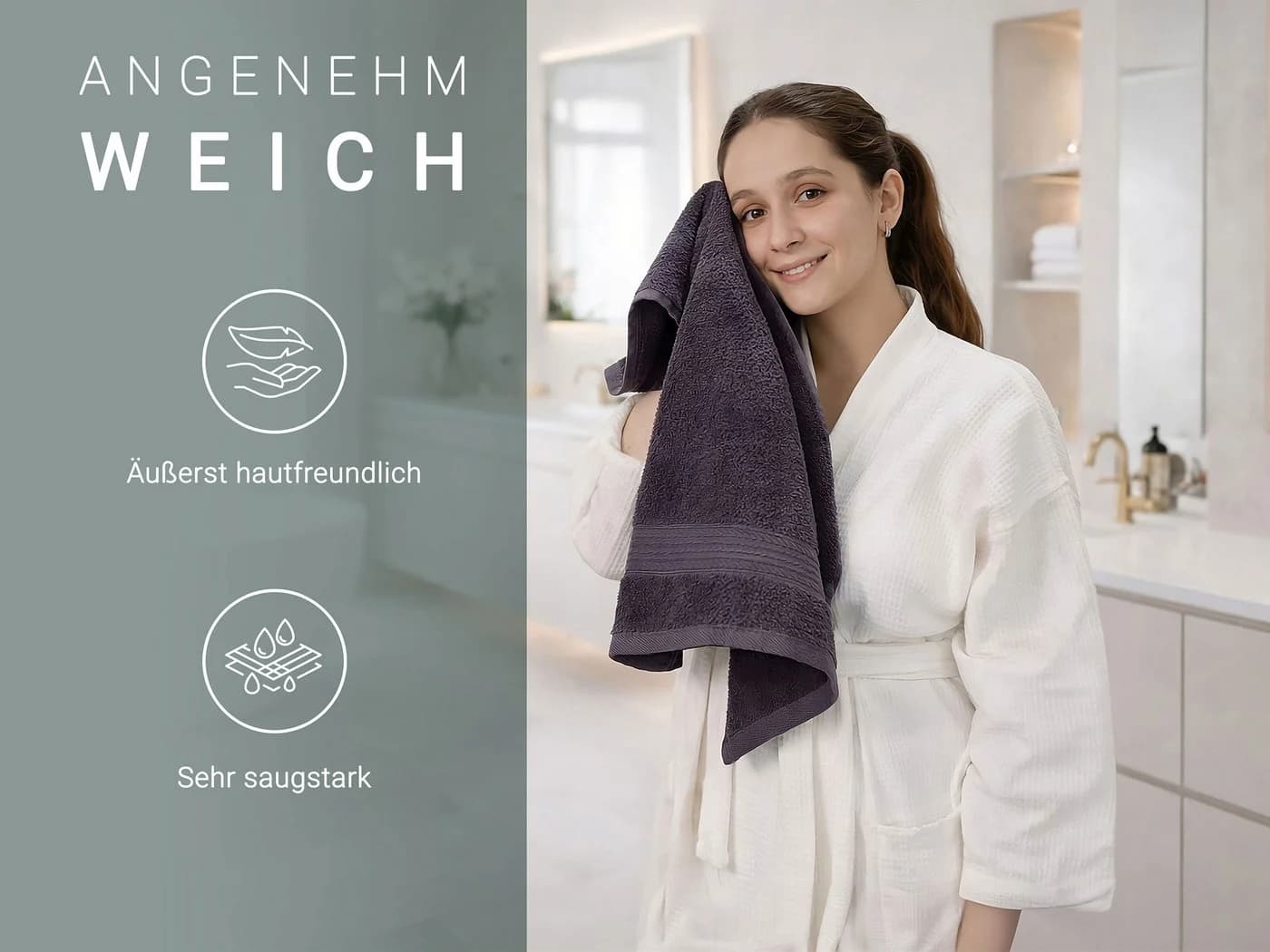 ZOLLNER Handtücher Walkfrottier 6-teilig Anthrazit 100% Baumwolle