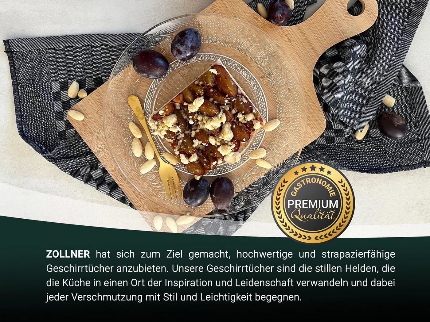 ZOLLNER Geschirrtuch 10-tlg. Spar-Set Schwarz 100% Baumwolle - Bild 4