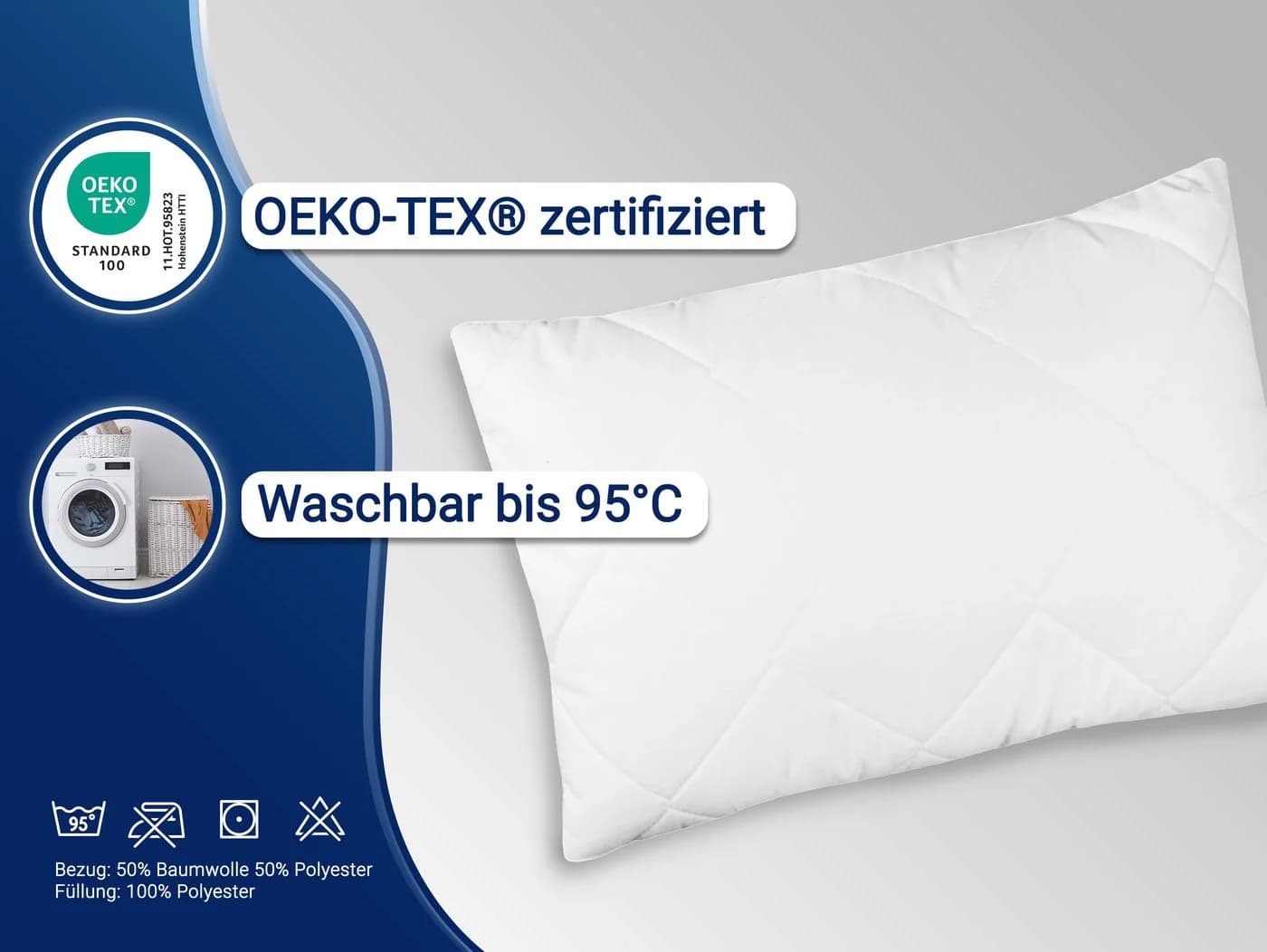 ZOLLNER Kopfkissen 30x40 cm Polyester Baumwolle Weiß - Bild 3
