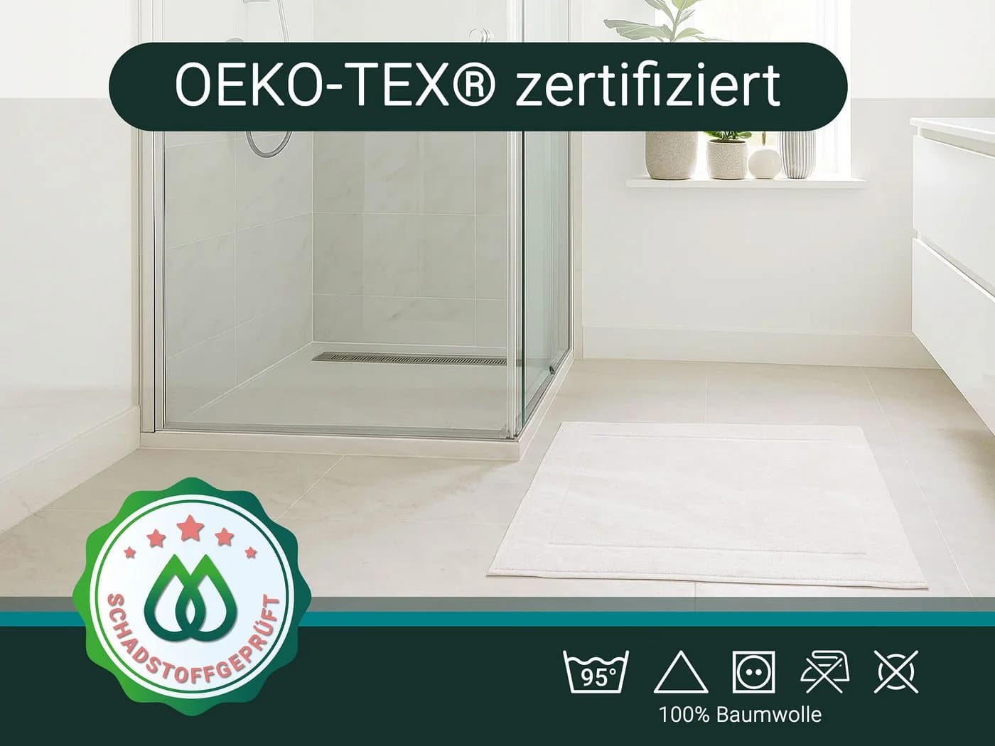 ZOLLNER Badematte 100% Baumwolle Waschbar Bis 95°C - Bild 5