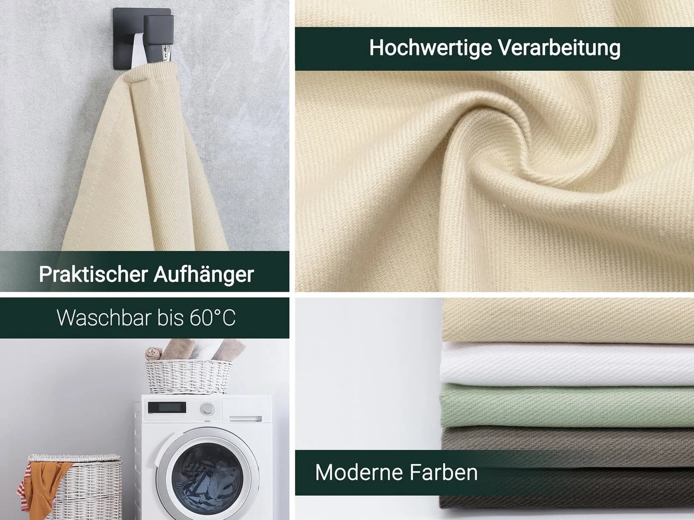 ZOLLNER Geschirrtuch 5-tlg. Spar-Set 50x70cm Baumwolle Beige - Bild 3
