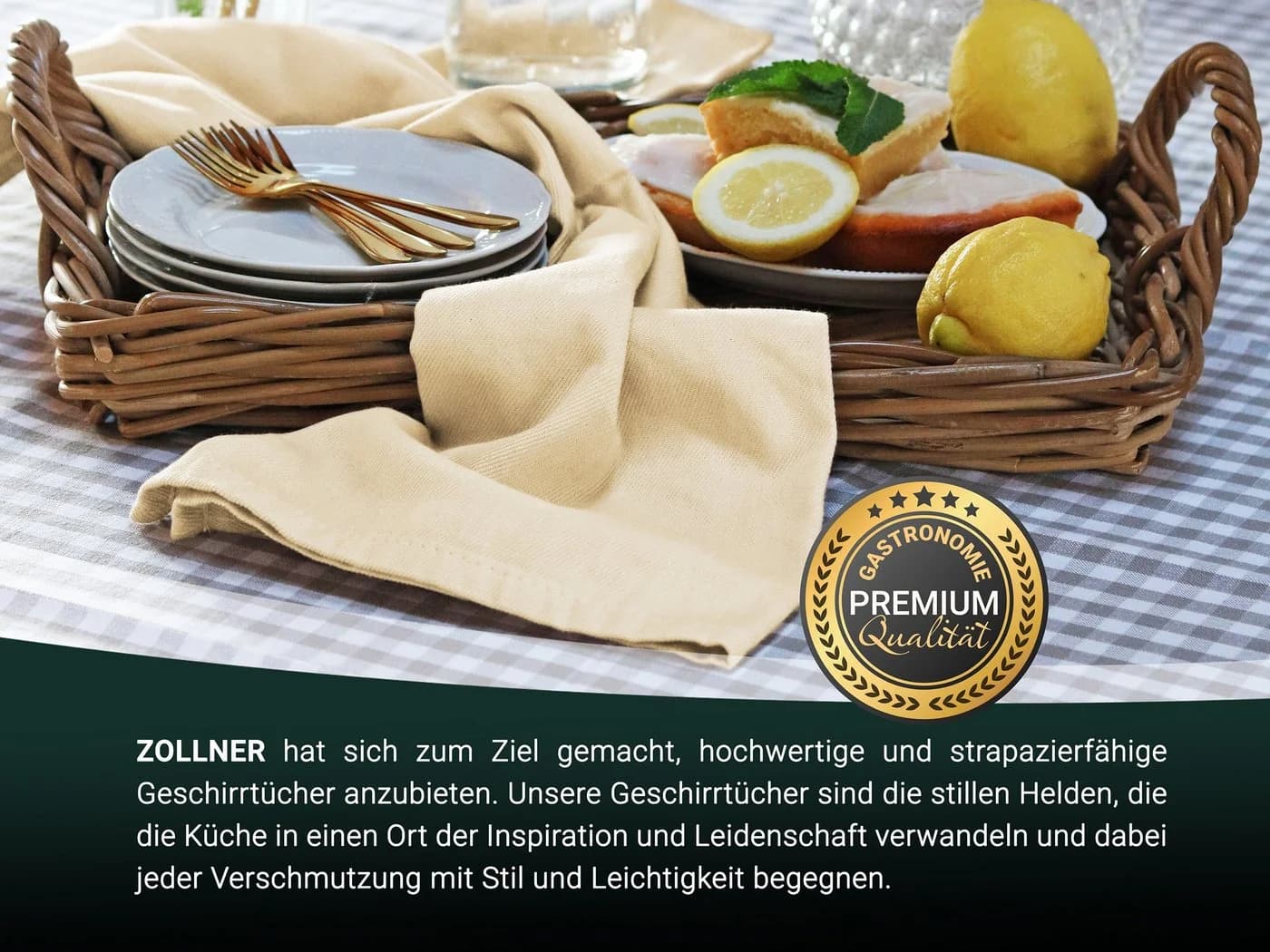 ZOLLNER Geschirrtuch 5-tlg. Spar-Set 50x70cm Baumwolle Beige - Bild 5