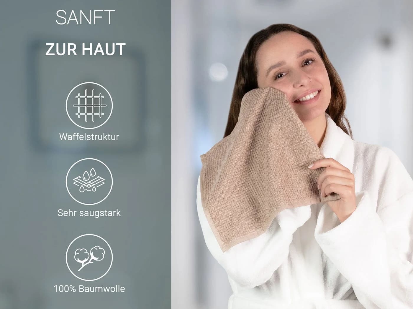 ZOLLNER Seiftuch 10er Pack 30x30 cm 100% Baumwolle Beige Waffelpique - Bild 3