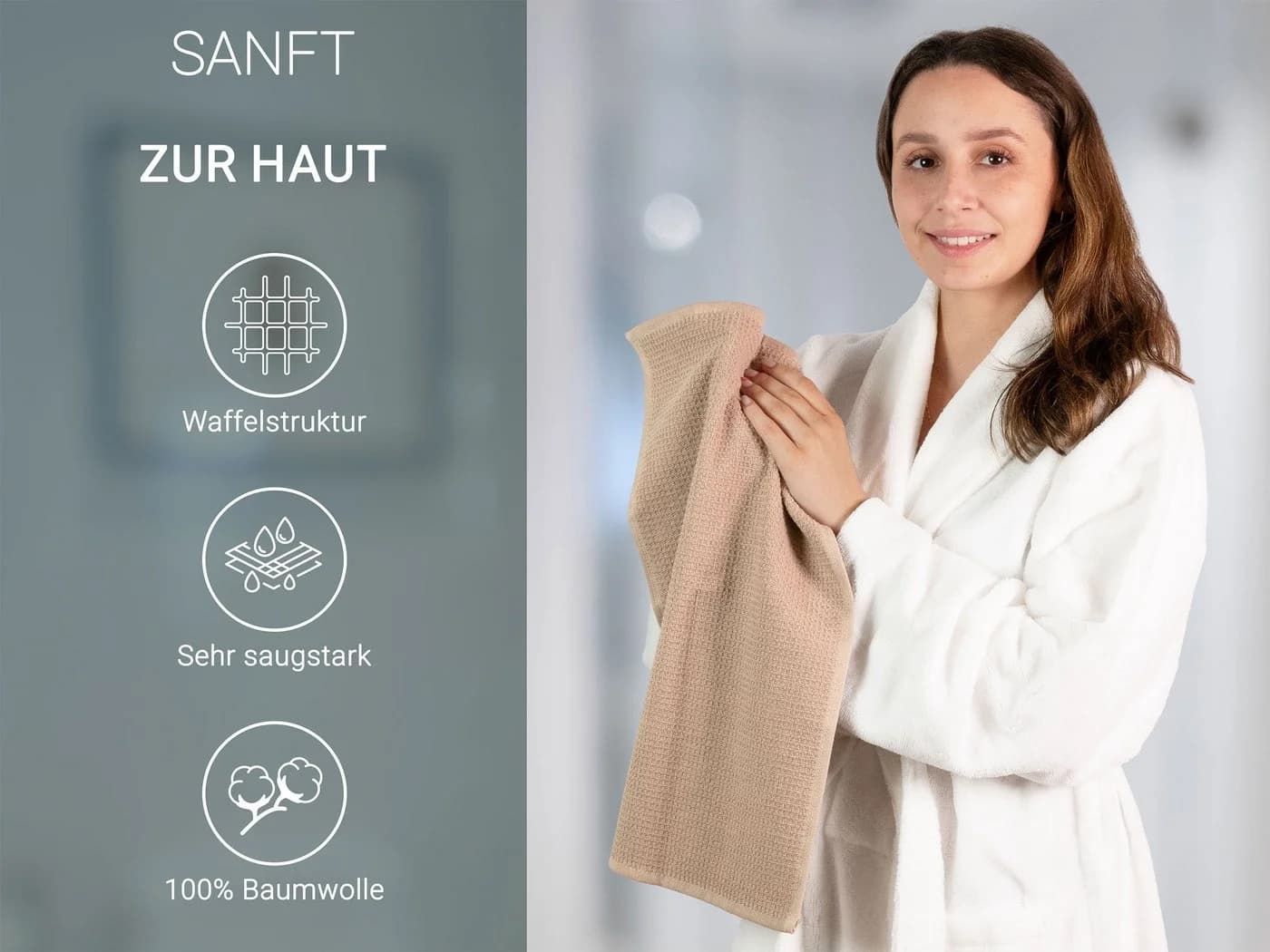 ZOLLNER Gästehandtücher Waffelpique 100% Baumwolle - Bild 3