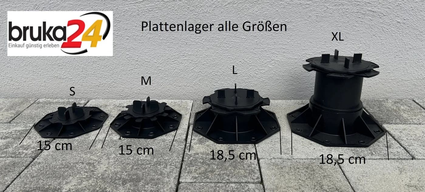 BruKa Stellfuß PRO FIXX Höhenverstellbar Terrassenlager Schwarz