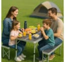 BruKa Campingtisch Set GREEN HILL Klapptisch mit Bank Aluminium Bild 1