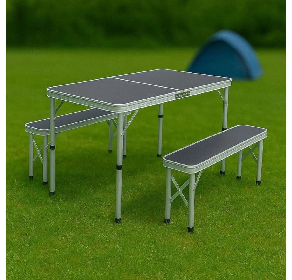 BruKa Campingtisch Set GREEN HILL Klapptisch mit Bank Aluminium - Bild 3