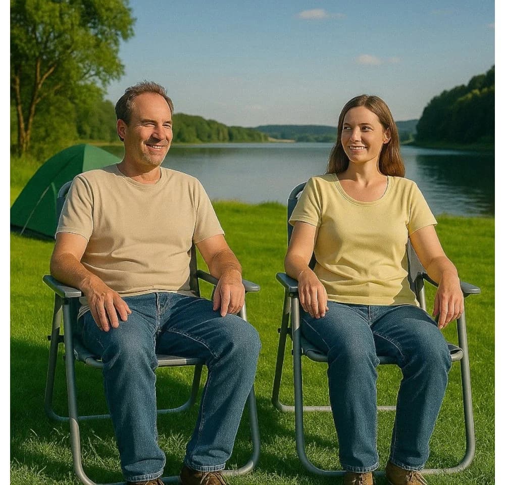 BruKa Campingstuhl 2er Set SUNNY SEAT Klappstuhl Schwarz/Grau