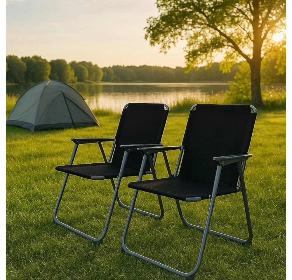 BruKa Campingstuhl 2er Set SUNNY SEAT Klappstuhl Schwarz/Grau - Bild 3