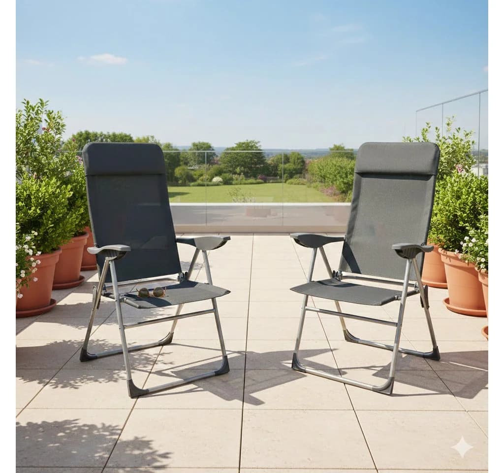 BruKa Campingstuhl MIAMI 2er Set Klappstuhl Aluminium Anthrazit - Bild 3