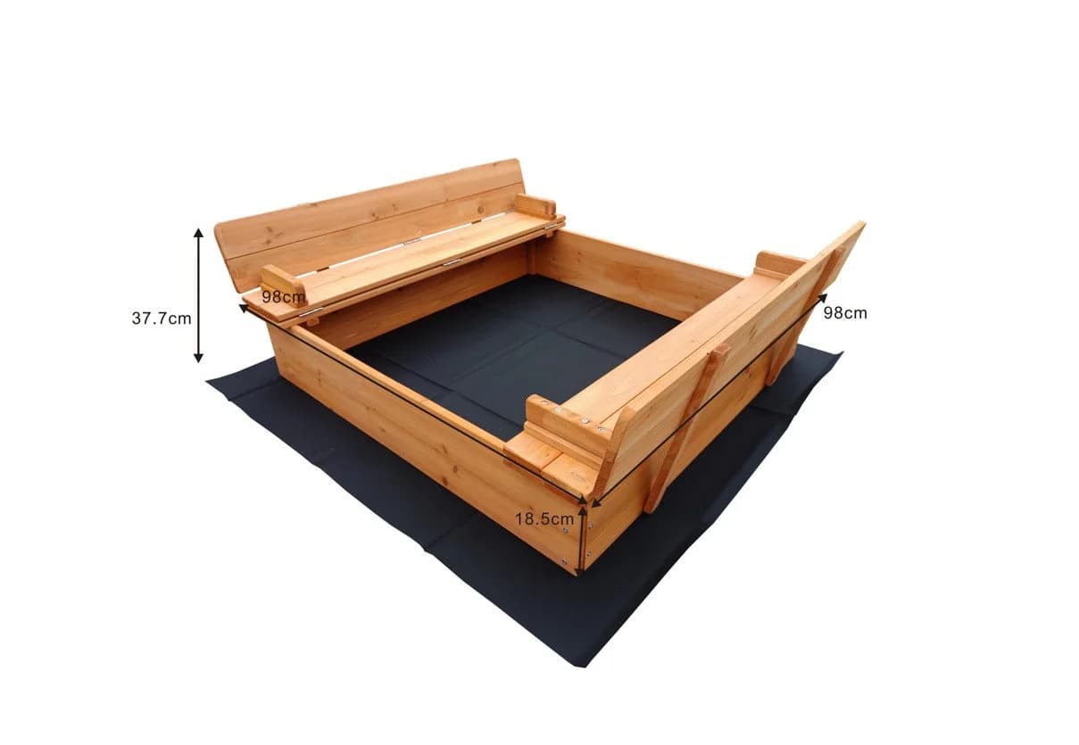 BruKa Sandkasten WOODLI Holz Sandkasten mit Deckel und Sitzbänken - Bild 5