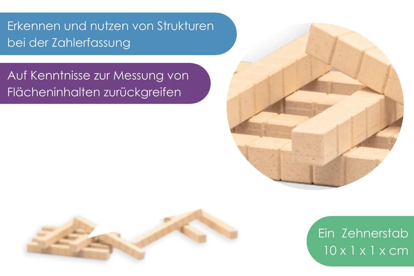 Wissner® aktiv lernen Lernspielzeug Dienes Zehnerstäbe naturfarben 10 Stück - Bild 4