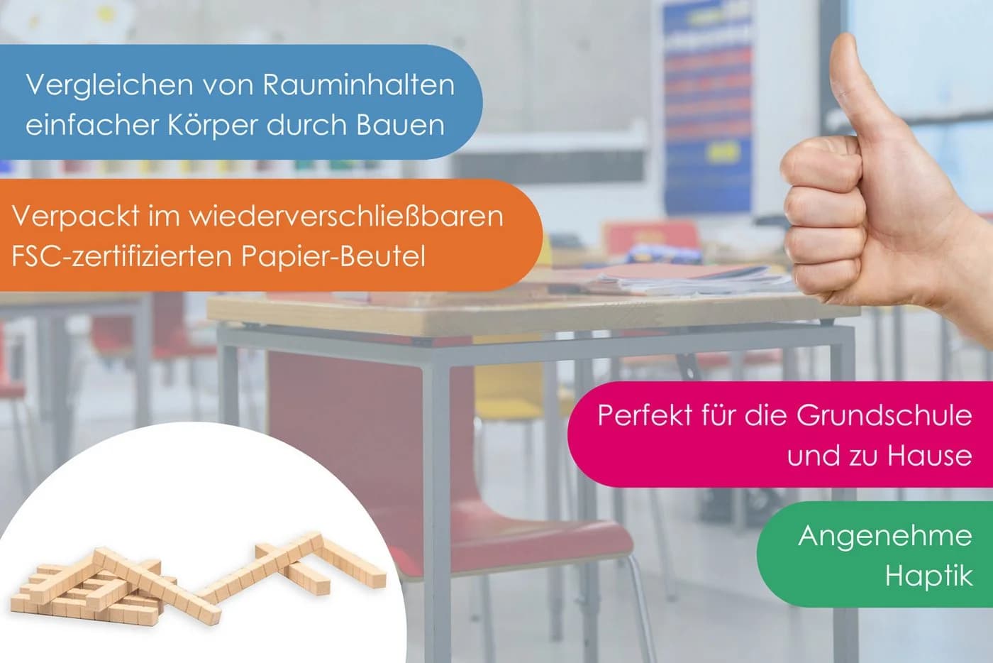 Wissner® aktiv lernen Lernspielzeug Dienes Zehnerstäbe naturfarben 10 Stück - Bild 5