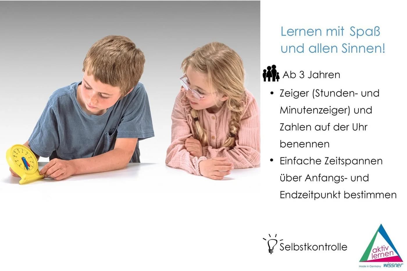 Wissner® aktiv lernen Lernuhr Uhrzeit lernen, synchrones Uhrwerk RE-Plastic® - Bild 5