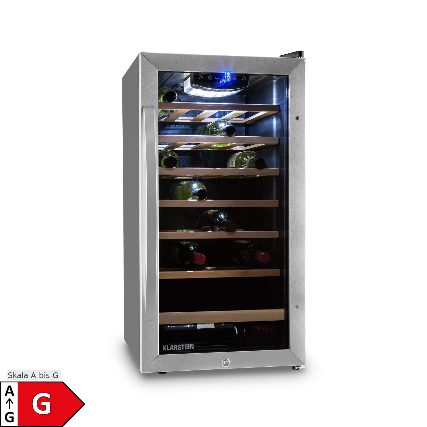 Vinamour 26 Uno Weinkühlschrank 26 Flaschen 88 Liter Edelstahl