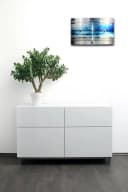 Kreative Feder Funkwanduhr 3D Design „Blue Ocean“ Aluminium Modern Bild 3