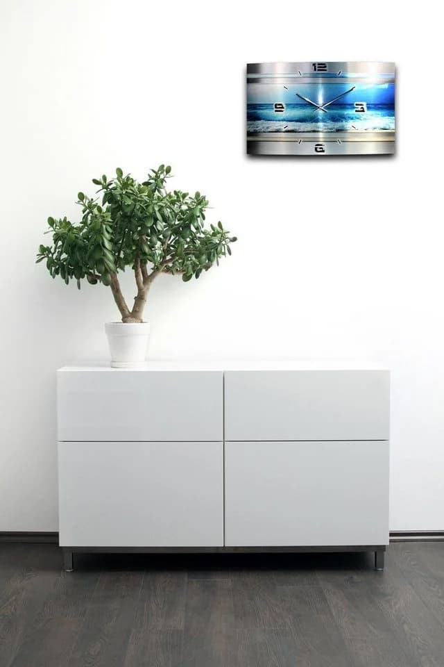 Kreative Feder Funkwanduhr 3D Design „Blue Ocean“ Aluminium Modern - Bild 3