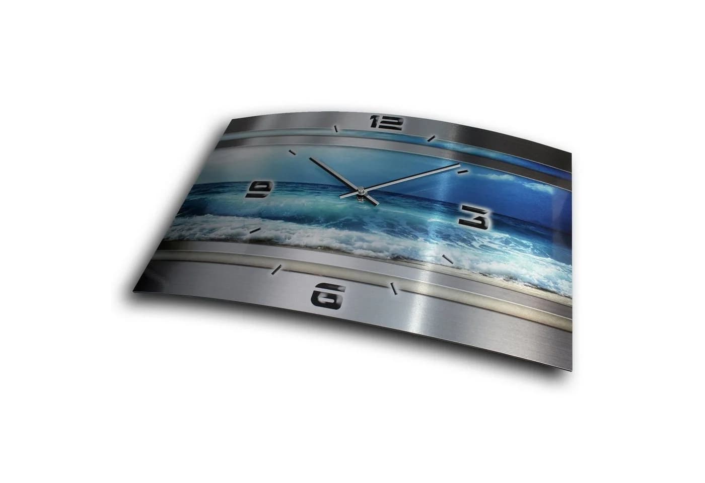 Kreative Feder Funkwanduhr 3D Design „Blue Ocean“ Aluminium Modern - Bild 4