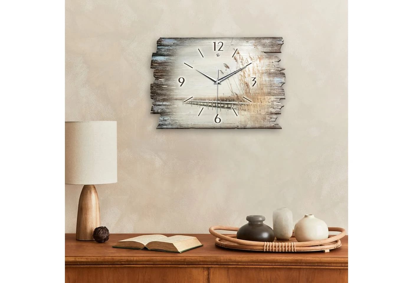 Kreative Feder Design-Wanduhr „Steg“ Shabby Style Braun - Bild 4