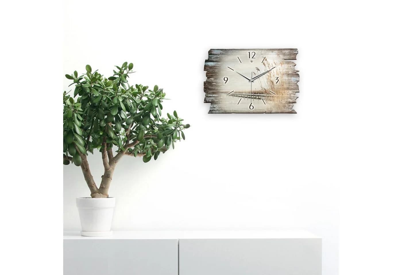 Kreative Feder Design-Wanduhr „Steg“ Shabby Style Braun - Bild 5