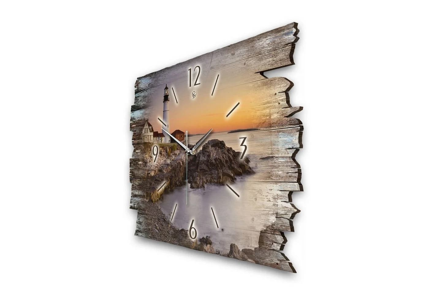 Kreative Feder Wanduhr Leuchtturm Shabby-Style Holz
