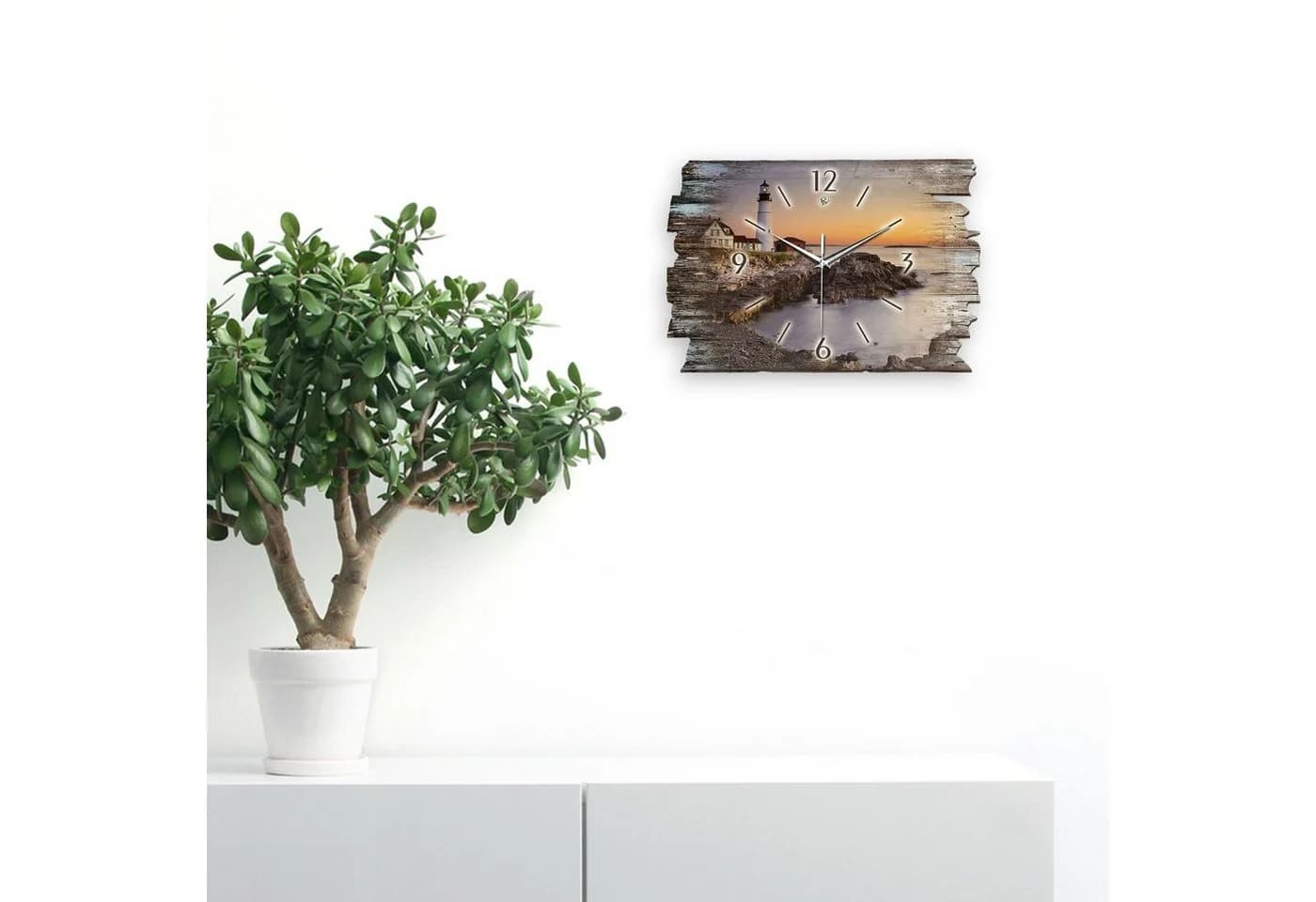 Kreative Feder Wanduhr Leuchtturm Shabby-Style Holz - Bild 5